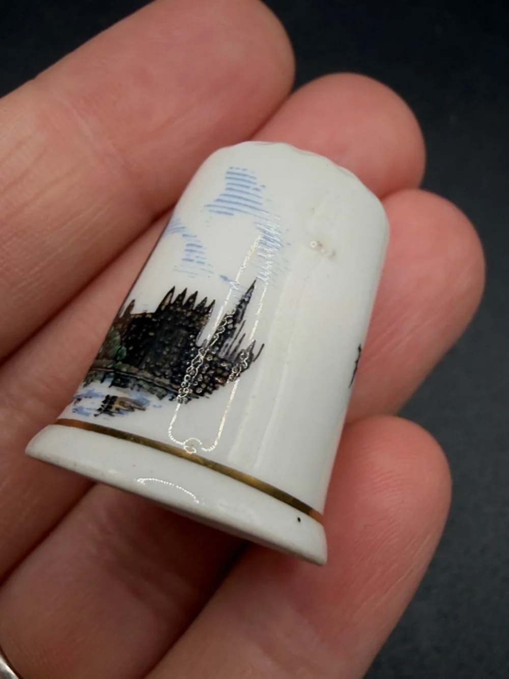 Vintage Great Britain Bone China Palace of Westminster Castle Thimble Trinket